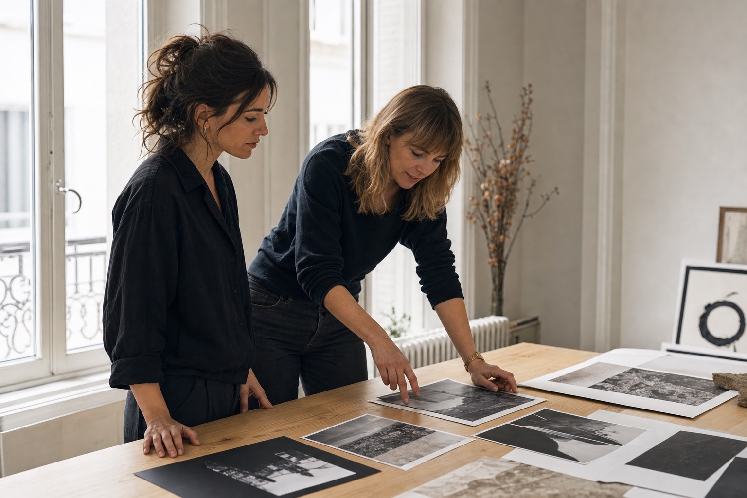 Anna et une photographe sélectionnent ensemble les images d’un projet
