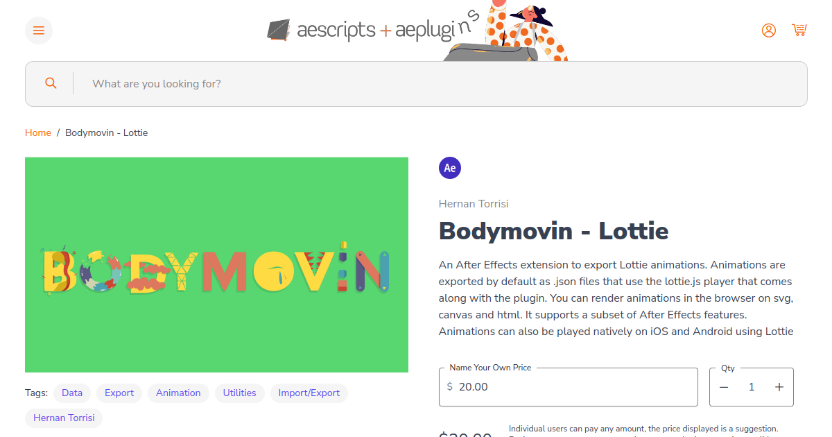 Aperçu de Bodymovin / Lottie