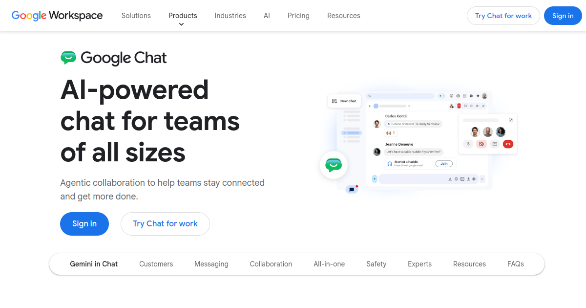 Aperçu de Google Chat