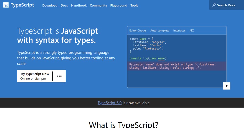 TypeScript, aperçu 1